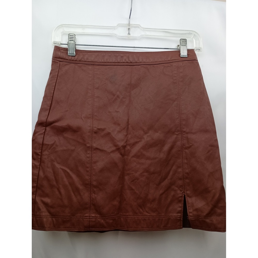 Abercrombie & Fitch faux leather chestnut brown mini skirt XS‎